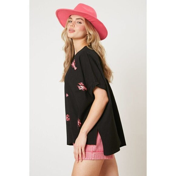 Lobster Party Sequin Patch Oversized Shirt in Black - Picture 3 of 6
